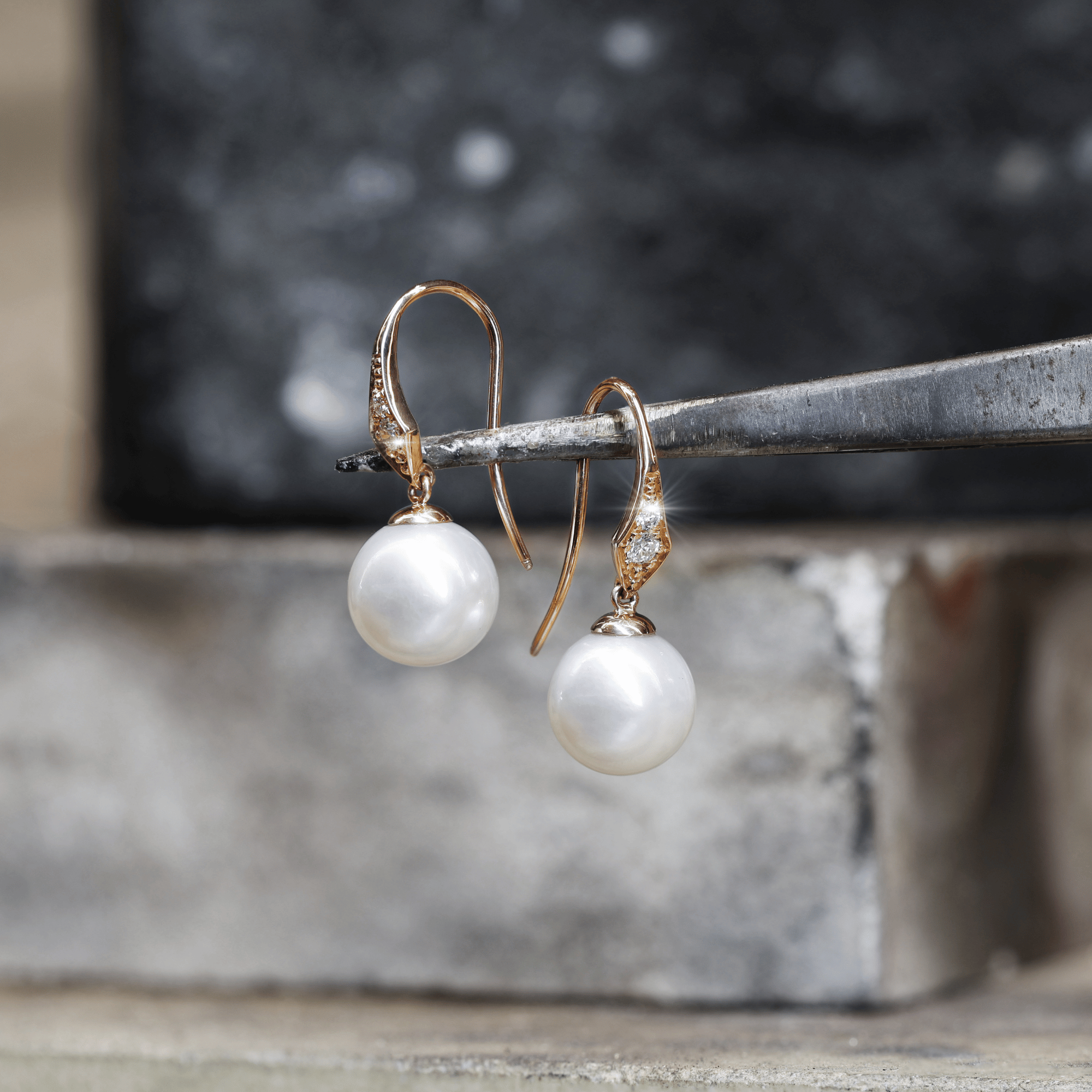 Diamond & Australian South Sea Pearl Drop Earrings - 18ct Yellow Gold