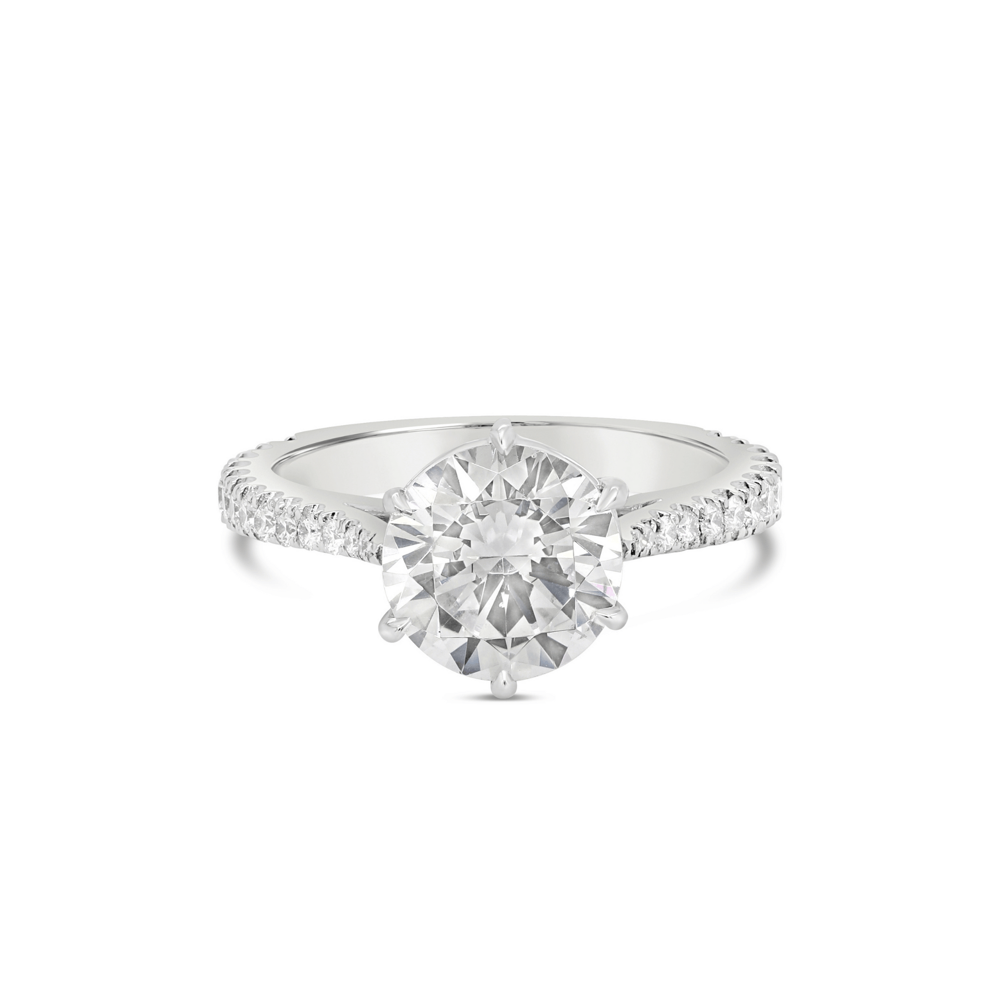 EVERLASTING ROUND BRILLIANT CUT DIAMOND WITH TAPERED BAND ENGAGEMENT RING