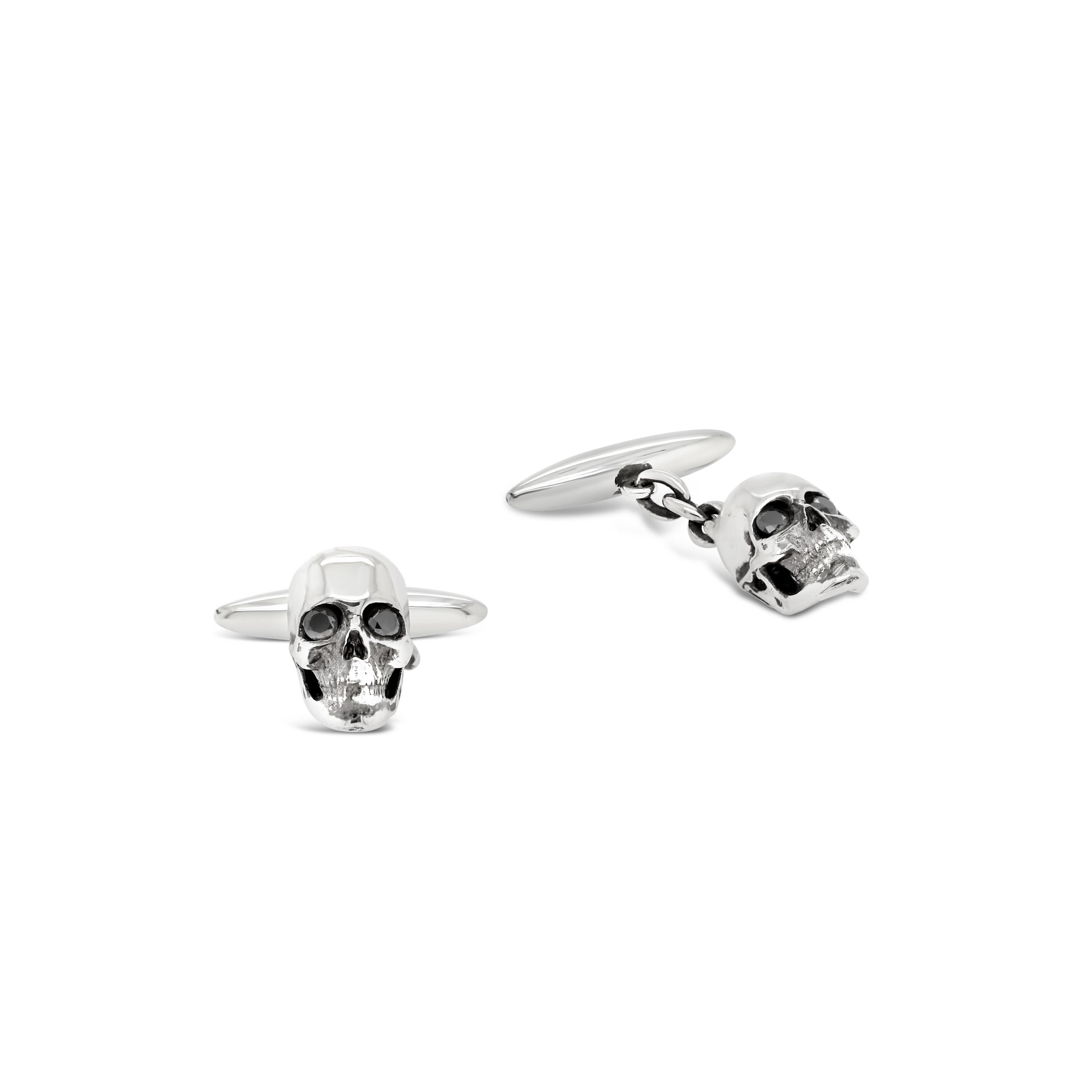 Skull outlets Cufflinks in Sterling Silver, Personalized Skull Cufflinks