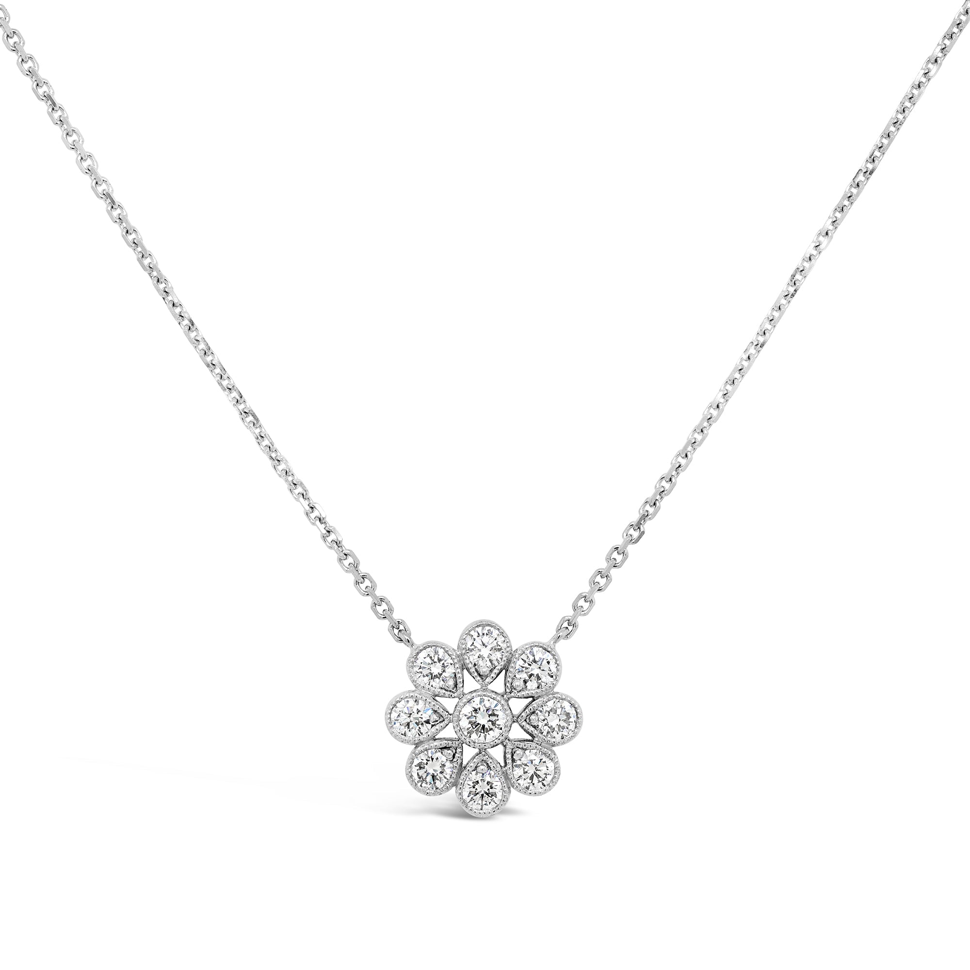Platinum Daisy Diamond Cluster Pendant – Fitzgerald Jewellers