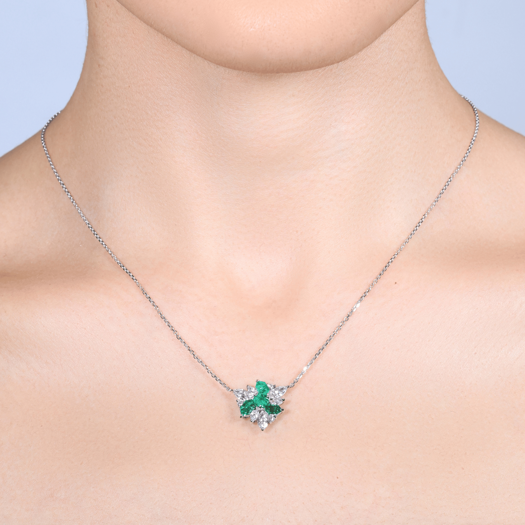 Muzo Emerald & Mixed-Cut Diamond Pendant
