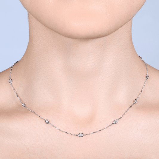Indra Mixed-Cut Diamond Necklace - White Gold