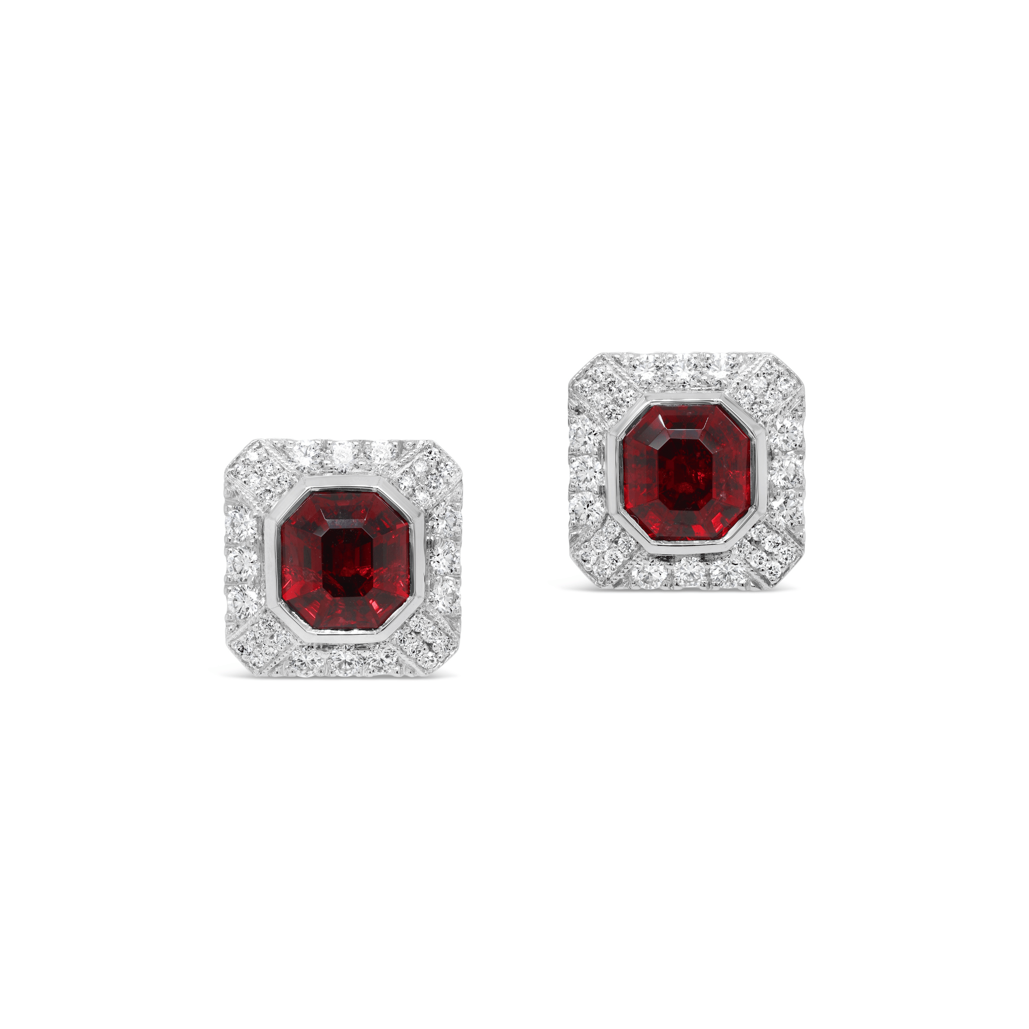 Manhattan Collection Burmese Red Spinel & Diamond Earrings