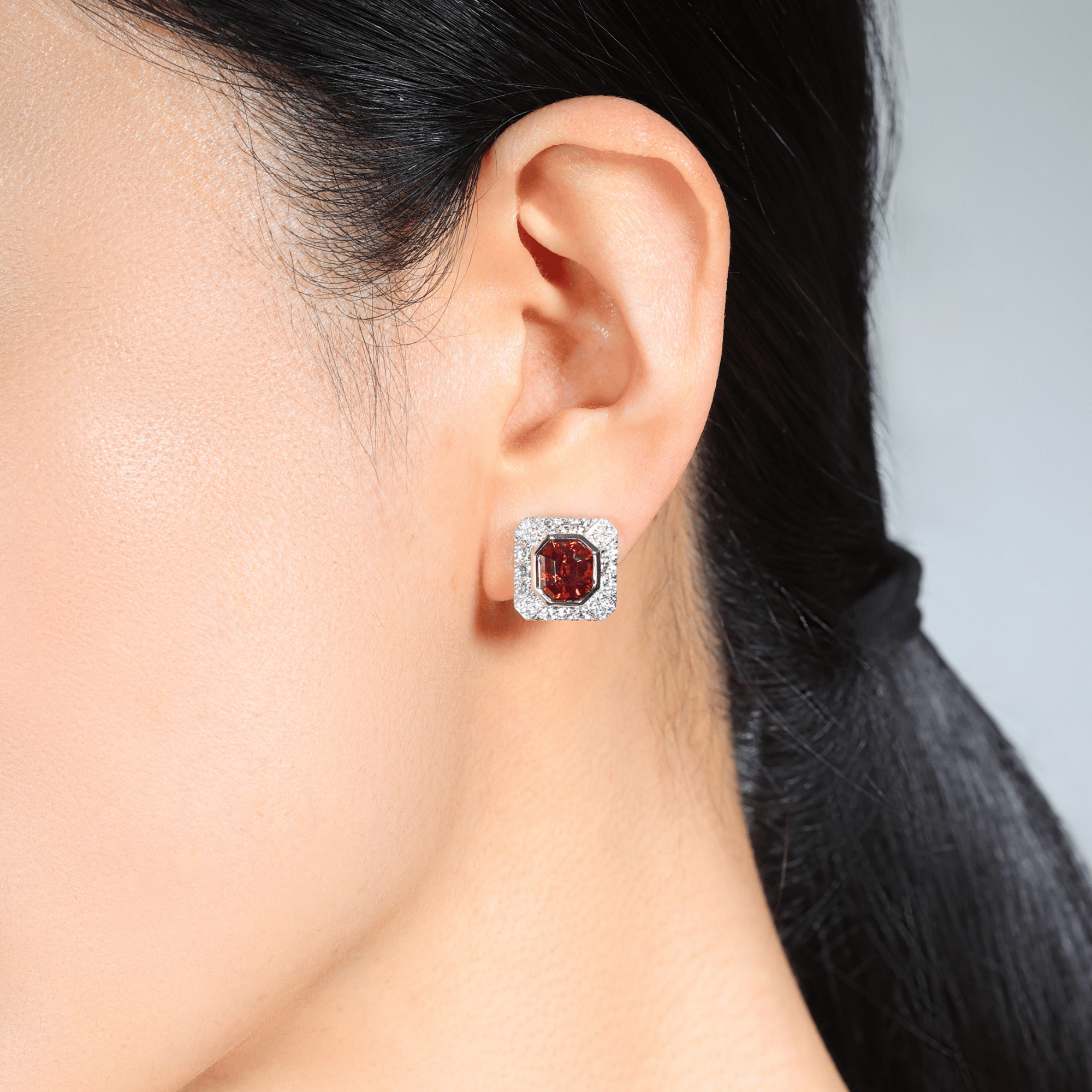 Manhattan Collection Burmese Red Spinel & Diamond Earrings