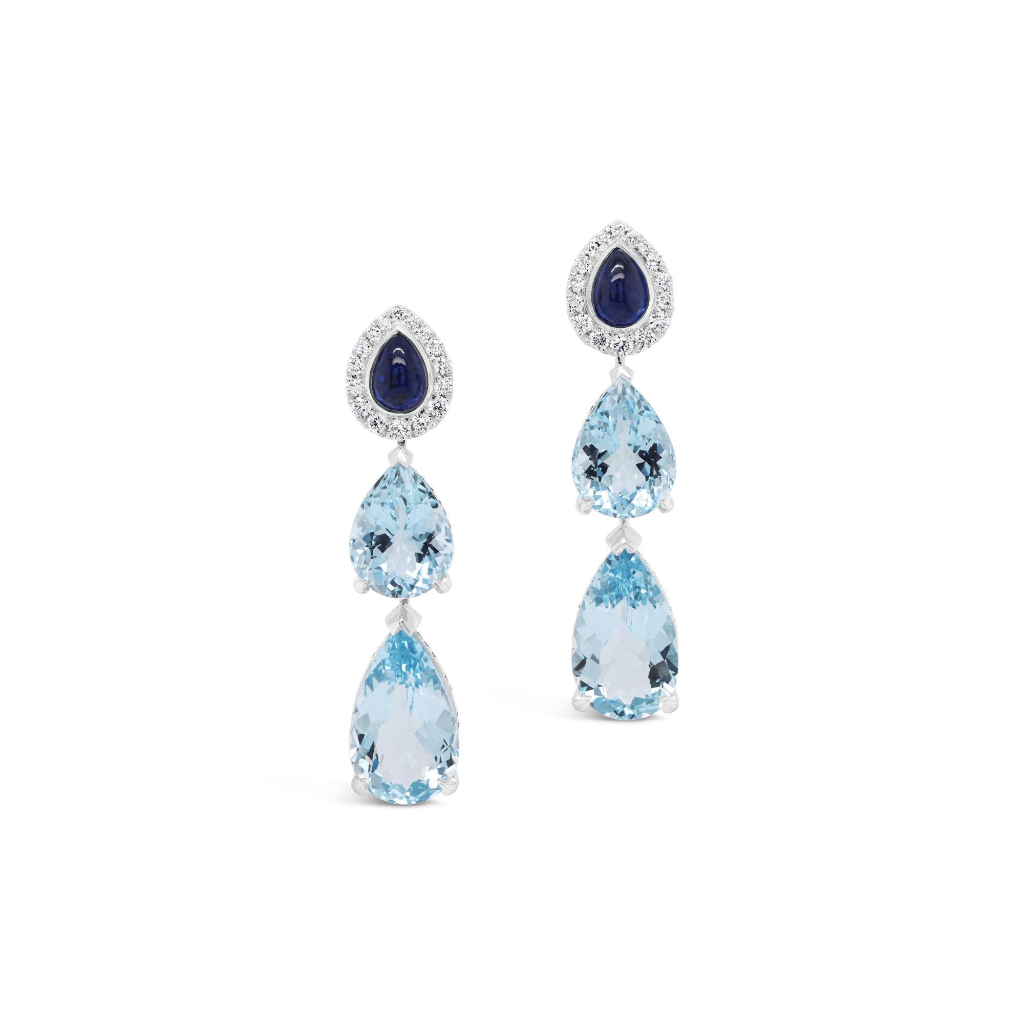 Iluka Aquamarine, Sapphire & Diamonds Drop Earrings