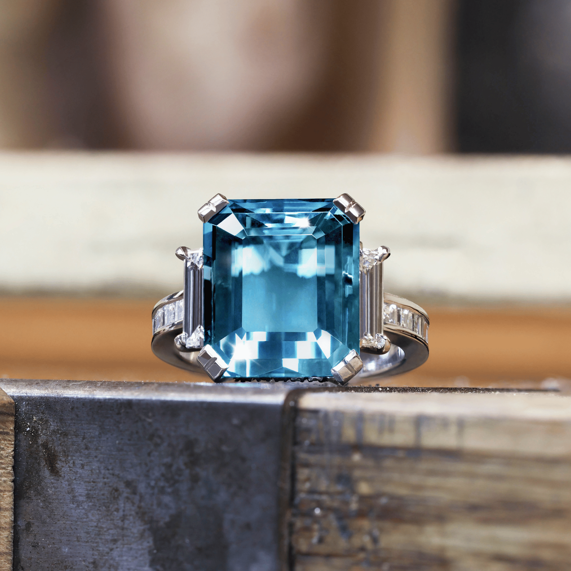 Manhattan Collection Aquamarine & Diamond Ring