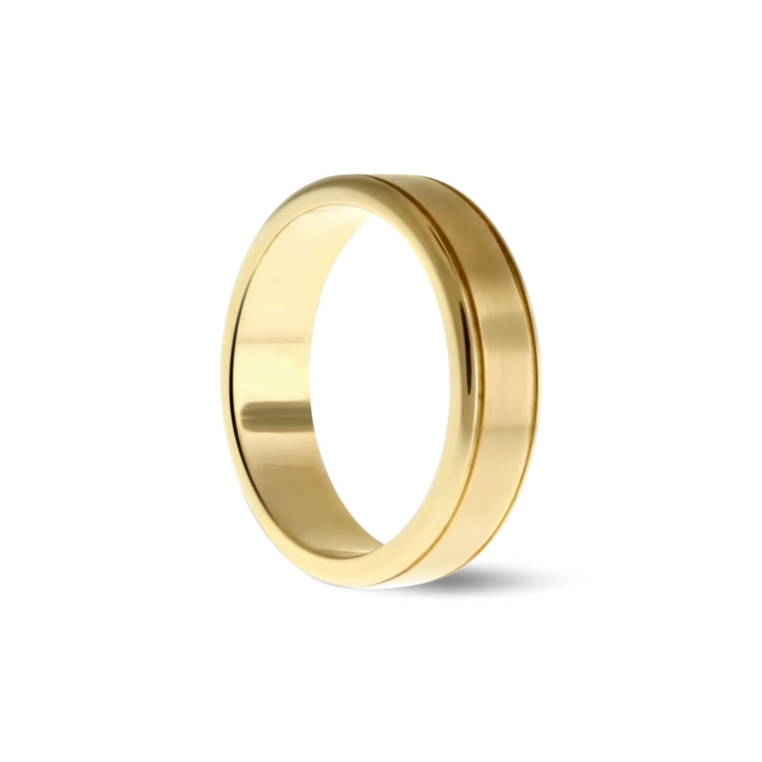 Gold ring with circle deals with line through it