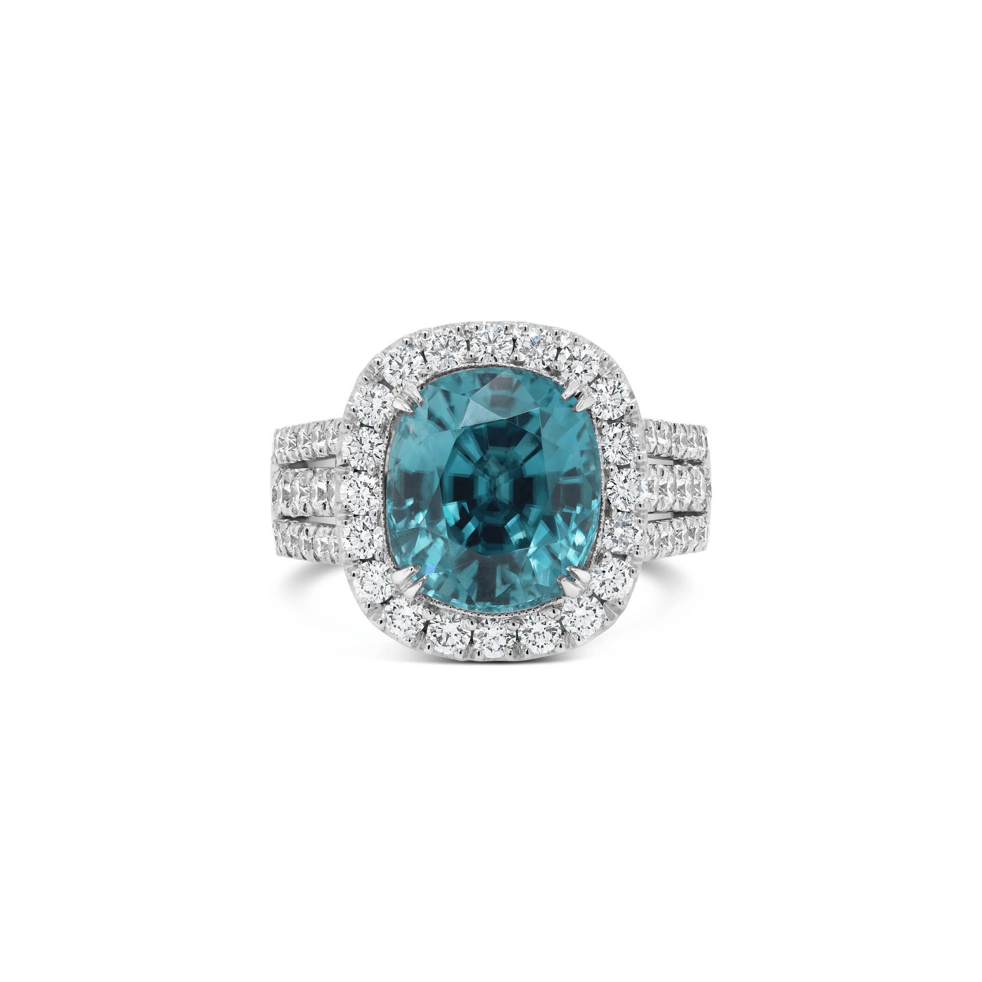 Manhattan Collection Three Row Blue Zircon & Diamond Ring