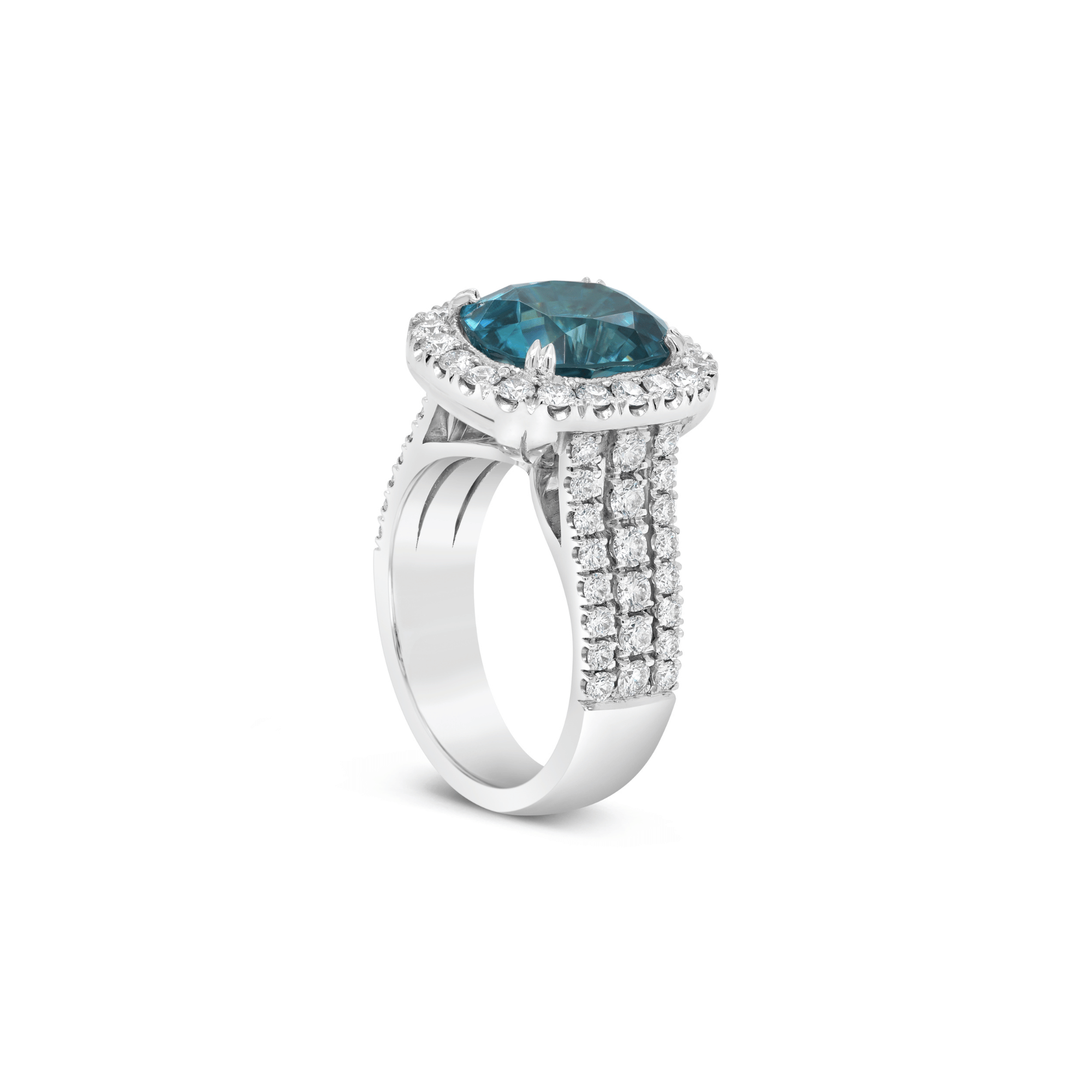 Manhattan Collection Three Row Blue Zircon & Diamond Ring