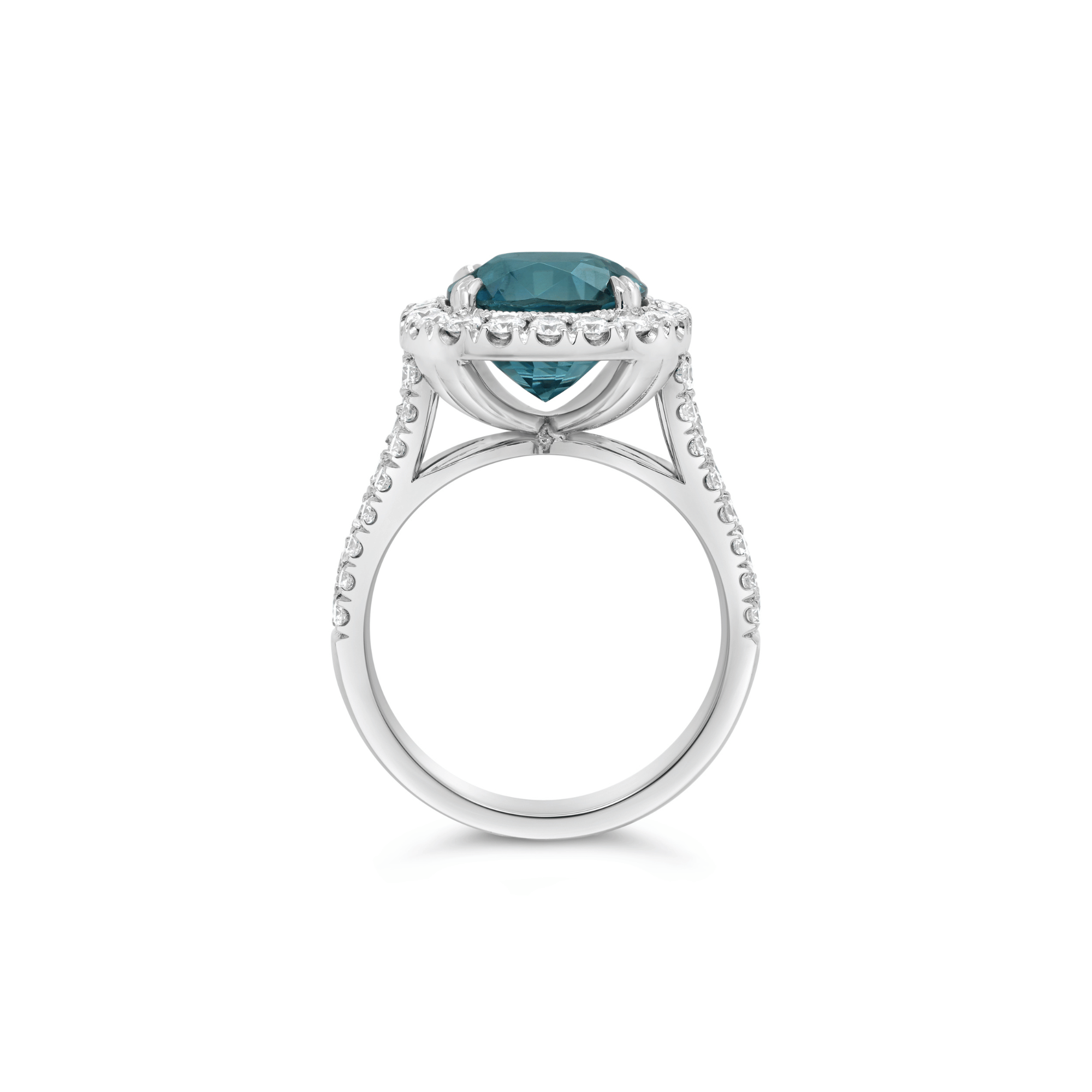 Manhattan Collection Three Row Blue Zircon & Diamond Ring