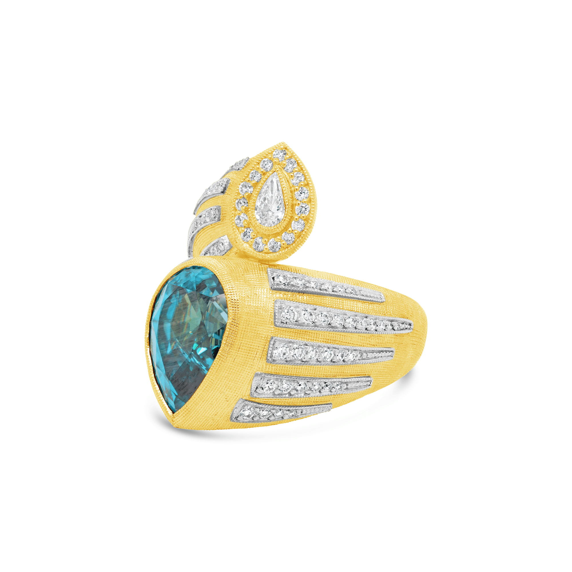 Manhattan Collection Blue Zircon & Diamond Crossover Ring