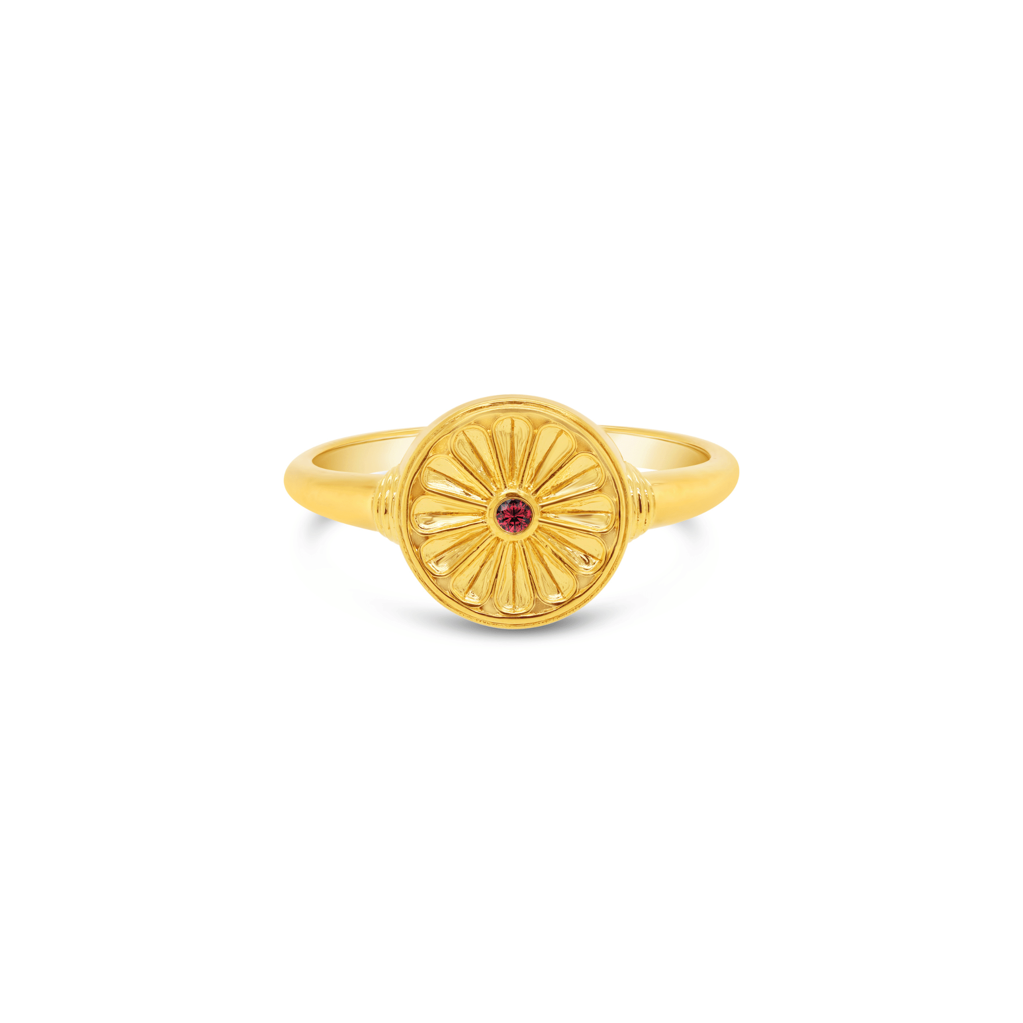 Mini Round Birthstone Signet Ring